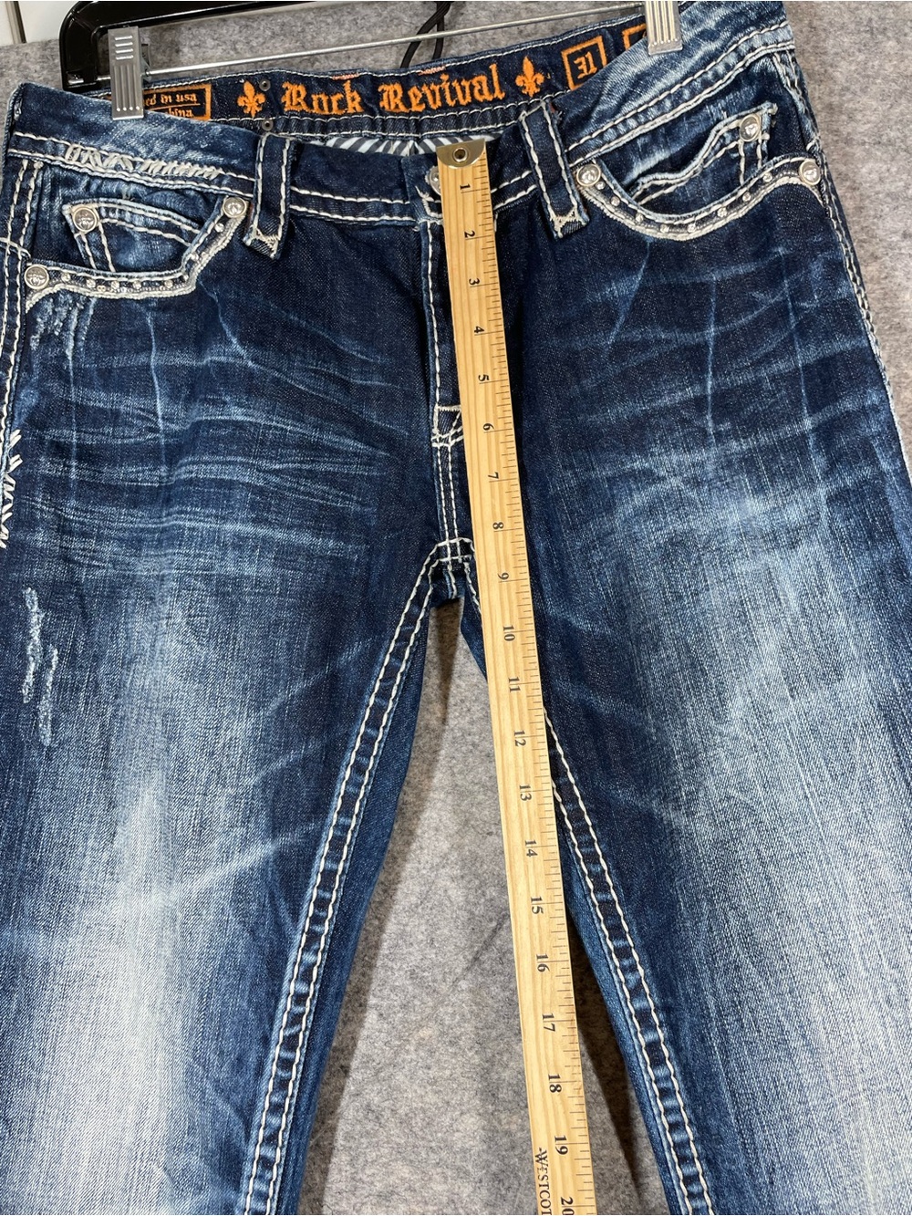 Rock Revival Gloria Boot Jeans Blue 31 Y2K Western Distressed Denim Festival - Picture 6 of 16